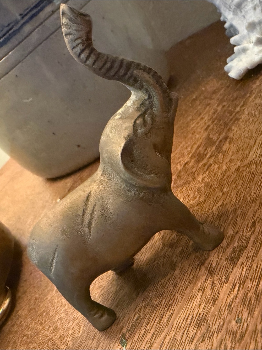 Antique-Style Solid Brass Elephant Figurine
